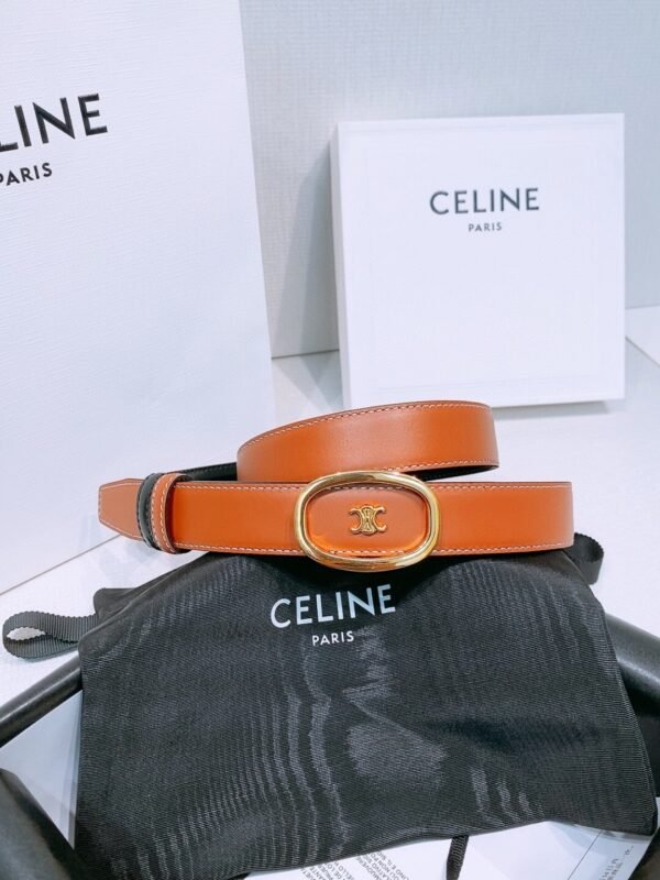 CELINE MEDIUM 25MM REVERSIBLE CELINE ALIX BELT IN TAURILLON AND NATURAL CALFSKIN