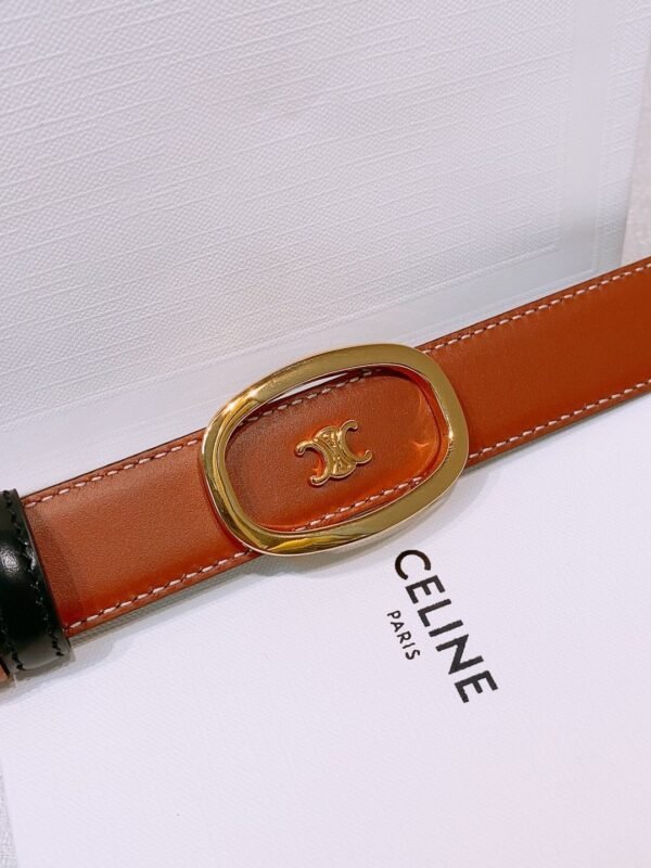 CELINE MEDIUM 25MM REVERSIBLE CELINE ALIX BELT IN TAURILLON AND NATURAL CALFSKIN