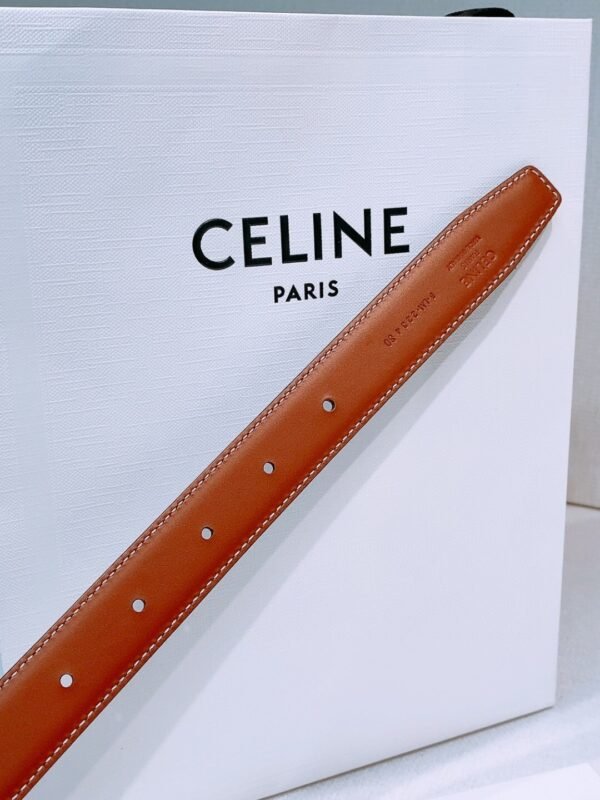 CELINE MEDIUM 25MM REVERSIBLE CELINE ALIX BELT IN TAURILLON AND NATURAL CALFSKIN