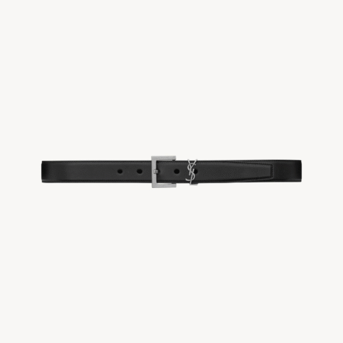SAINT LAURENT Smooth leather belt with monogram square buckle