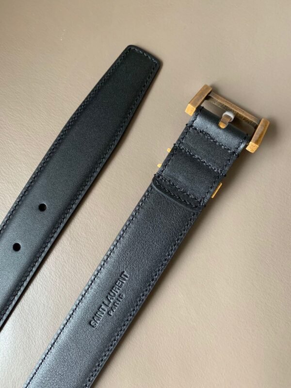 SAINT LAURENT Smooth leather belt with monogram square buckle