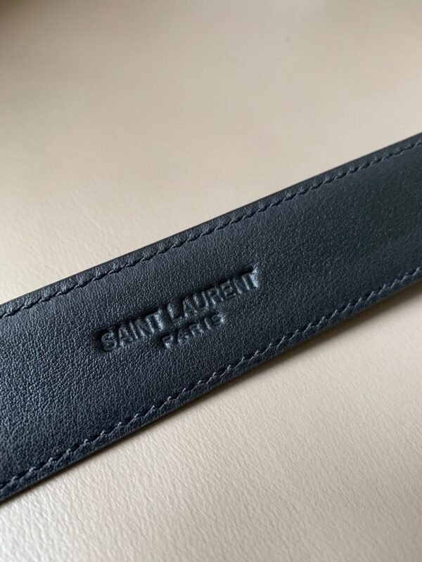 SAINT LAURENT Smooth leather belt with monogram square buckle