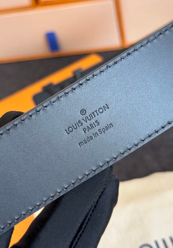 M9229U (6) LOUIS VUITTON Men's classic pure black calfskin LV black buckle 4CM belt M9229U