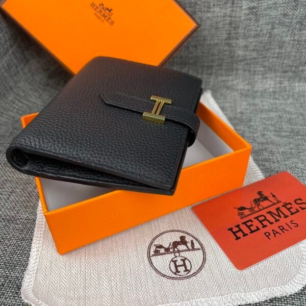 Short Wallet black gold (3) HERMÈS Bearn Short Wallet Gold buckle