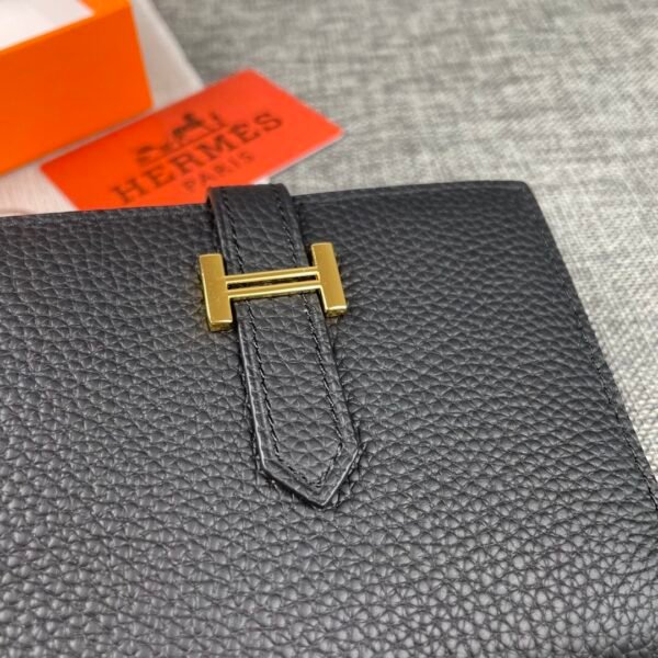Short Wallet black gold (4) HERMÈS Bearn Short Wallet Gold buckle