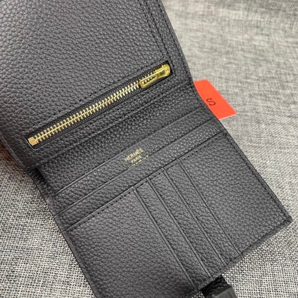 Short Wallet black gold (6) HERMÈS Bearn Short Wallet Gold buckle