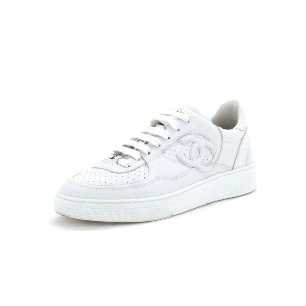 Chanel CC Low-Top Sneakers Perforated Leather (1) Chanel CC Low-Top Sneakers Perforated Leather