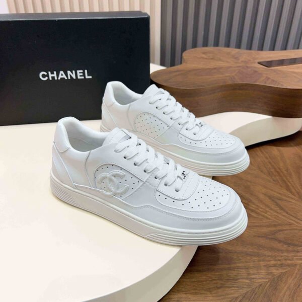 Chanel CC Low-Top Sneakers Perforated Leather (7) Chanel CC Low-Top Sneakers Perforated Leather