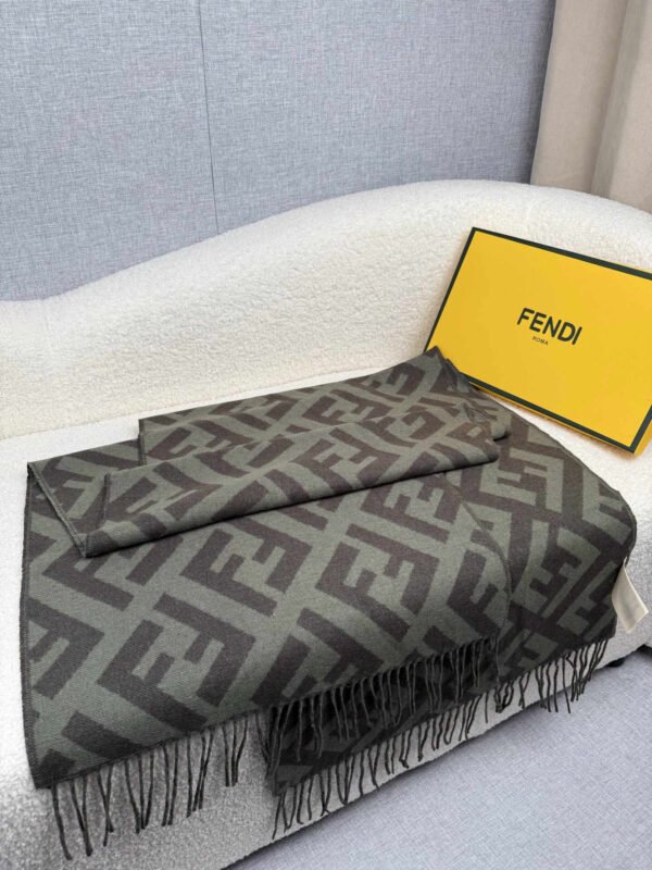 FENDI FF scarf, green cashmere scarf