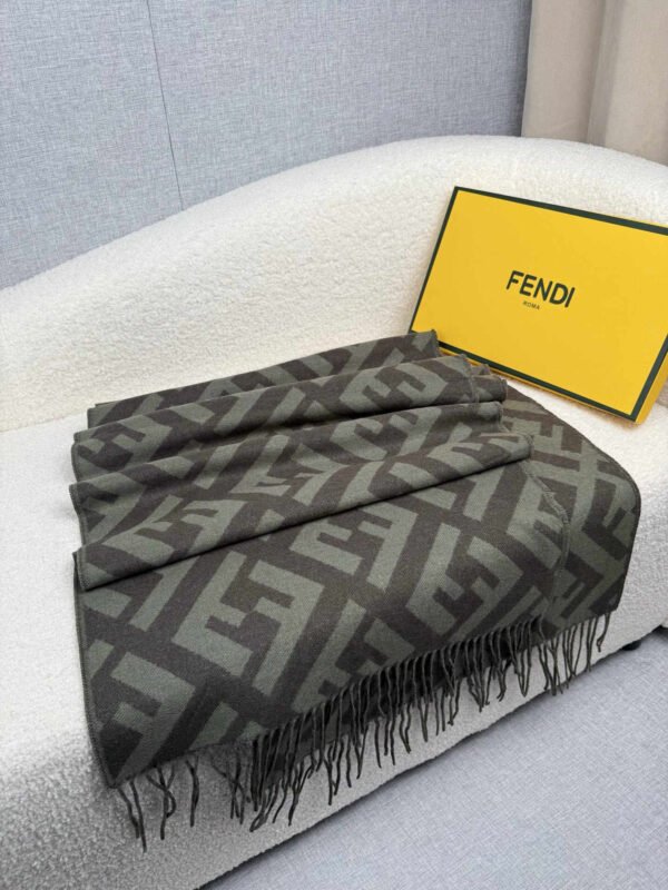 FENDI FF scarf, green cashmere scarf